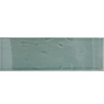 Cut out of a grey green gloss long metro brick tile