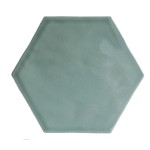Cut out of a grey green gloss hexagon tile