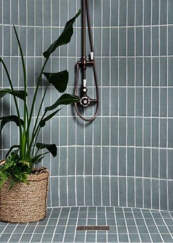 Matt coldharbour green silver grey grout close up WEB
