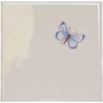 Cut out of a blue butterfly ivory tile