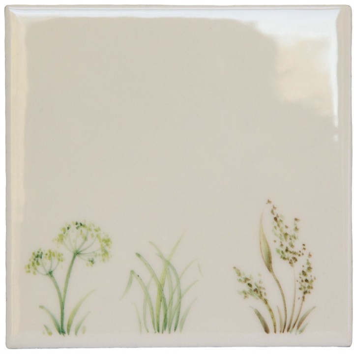 Cut out of a green pond grasses on an ivory tile