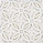 Cut out of a sage green pattern tile with circles and squares