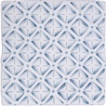 Cut out of blue square geometric pattern square tile