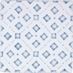 Cut out of a blue square geometric pattern tile