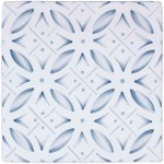 Cut out of a blue circular pattern square tile