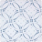 Cut out of a blue circular geometric pattern tile