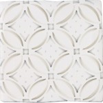 Cut out of a sage green circular geometric pattern tile