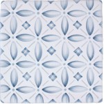 Cut out of blue diamond crosses geometric pattern square tile