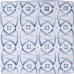 Cut out of blue overlapping circle geometric pattern square tile