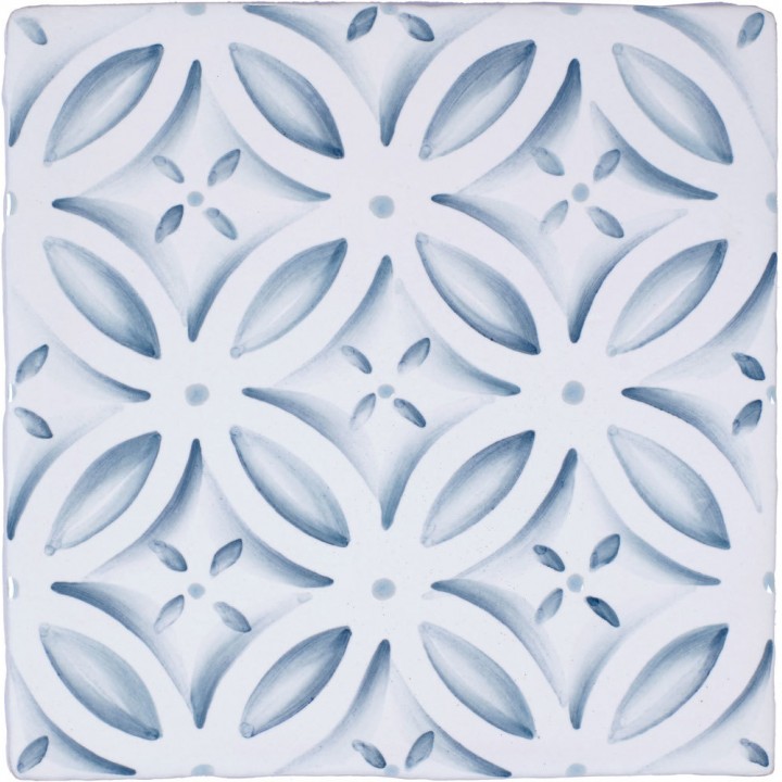 Cut out of blue circle geometric pattern square tile