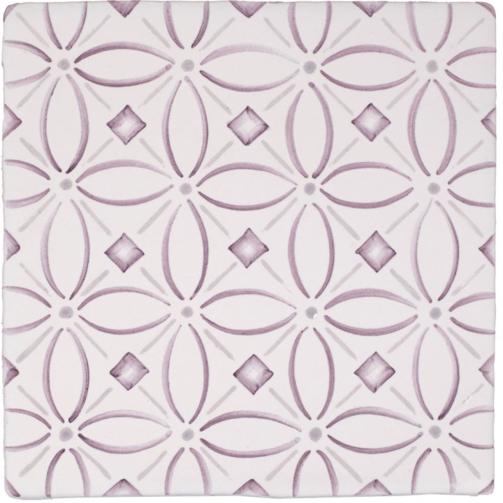 Cut out of lavender pink diamond geometric pattern square tile