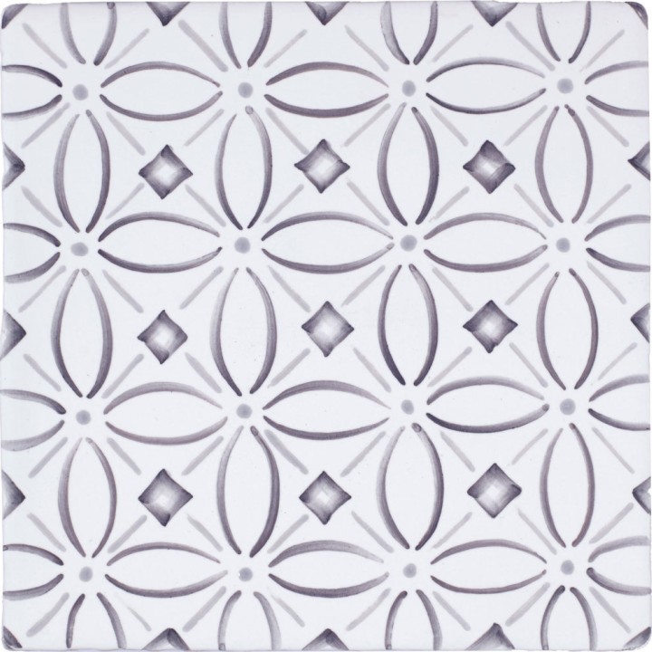 Cut out of grey diamond geometric pattern square tile