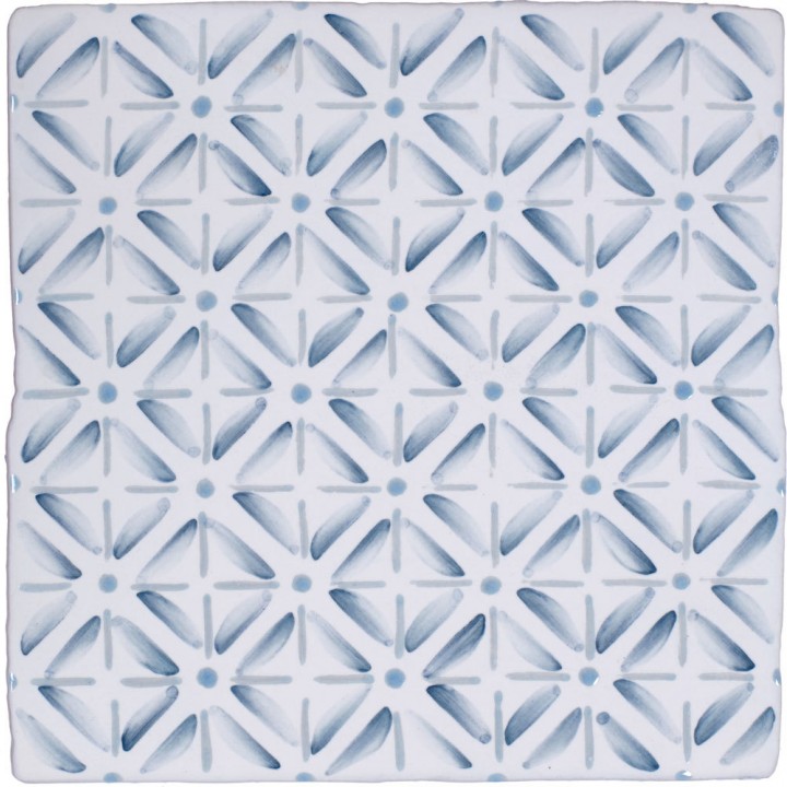 Cut out of blue square geometric pattern square tile