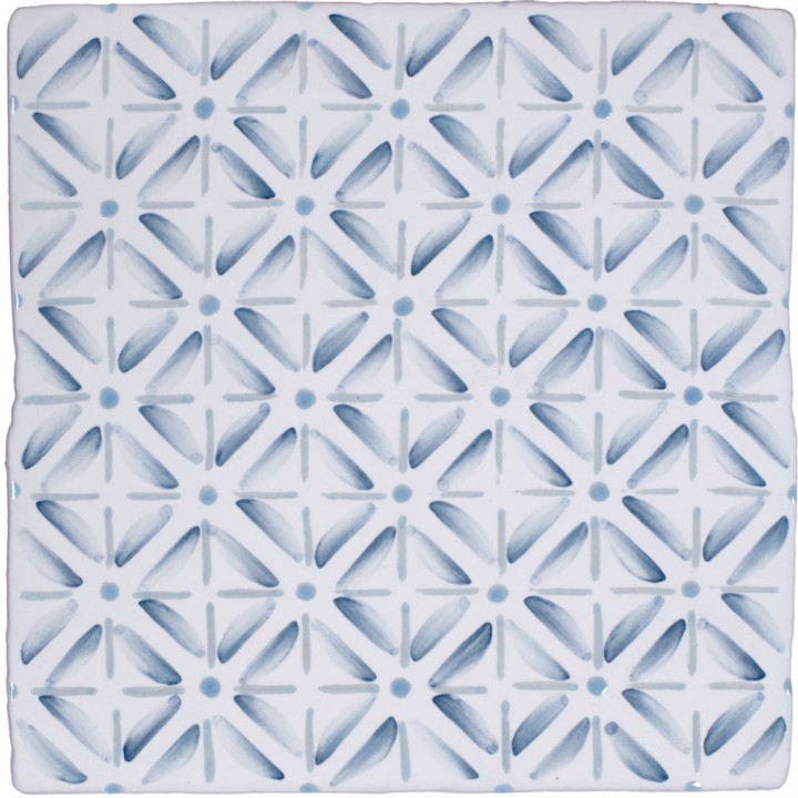 Cut out of blue square geometric pattern square tile