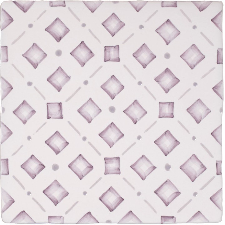 Cut out of a lavender pink square geometric pattern tile