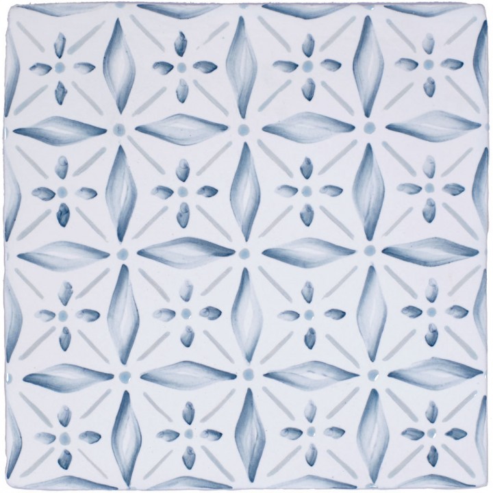 Cut out of a blue diamond geometric pattern tile