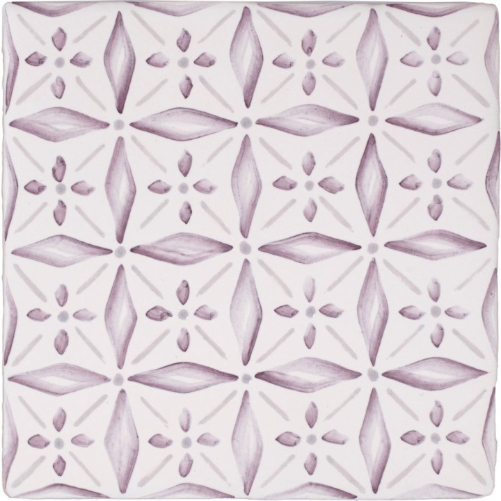 Cut out of a lavender pink diamond geometric pattern tile