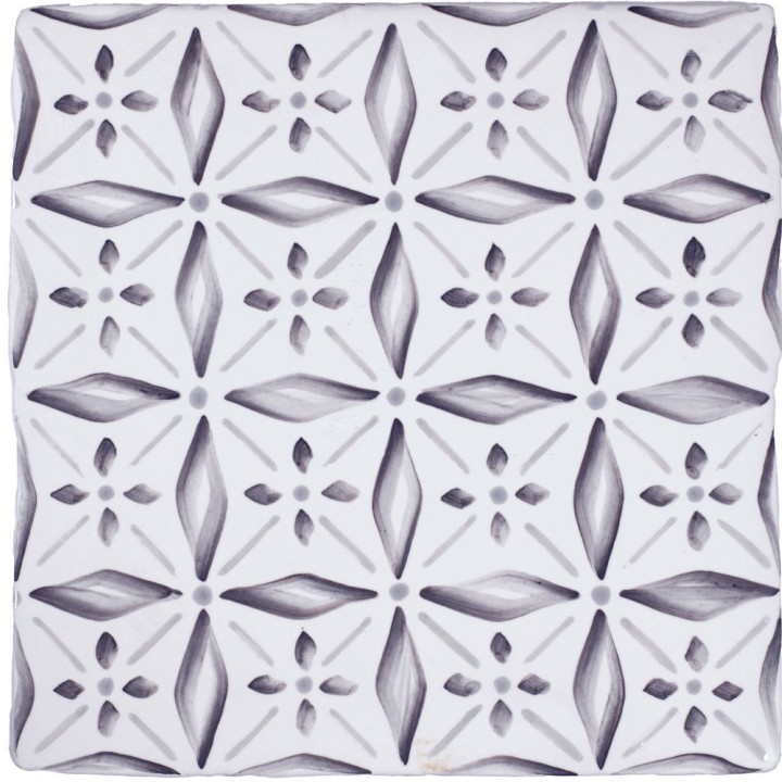 Cut out of a grey diamond geometric pattern tile