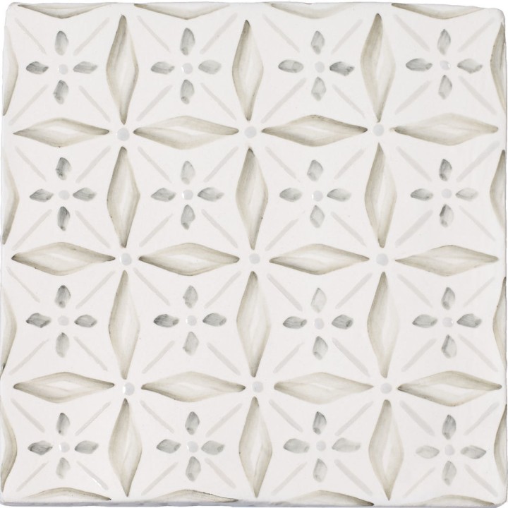 Cut out of a sage green geometric pattern tile
