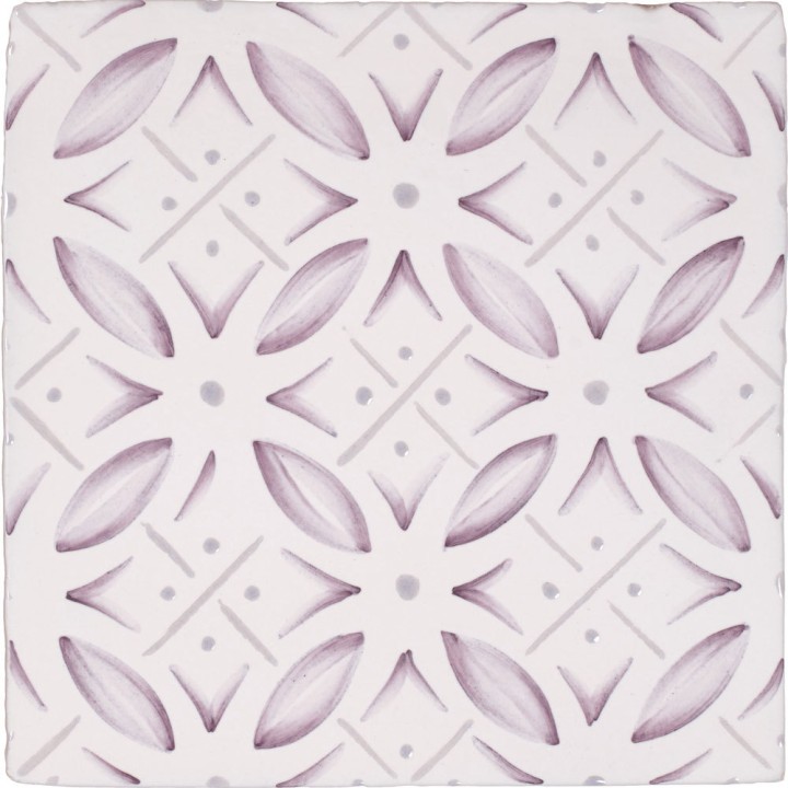 Cut out of a lavender pink circular pattern square tile