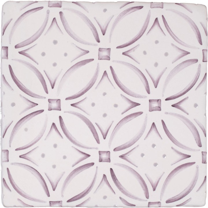 Cut out of a pink lavender circular geometric pattern tile
