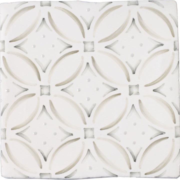 Cut out of a sage green circular geometric pattern tile
