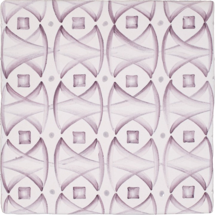 Cut out of lavender pink overlapping circle geometric pattern square tile