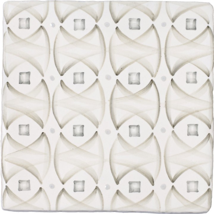 Cut out of sage green overlapping circle geometric pattern square tile