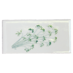 Cut out of a parsley sprig on an off white metro tile