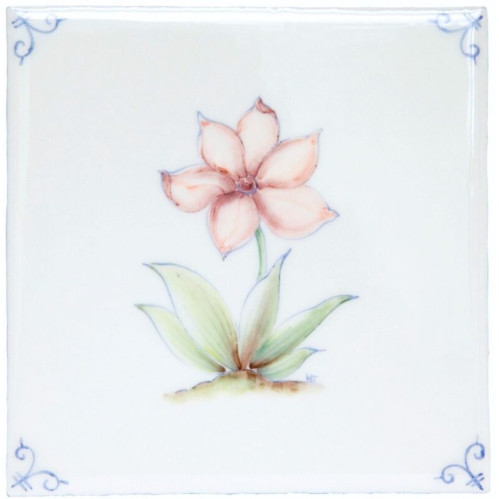 Polychrome Delft Flower 4 on White