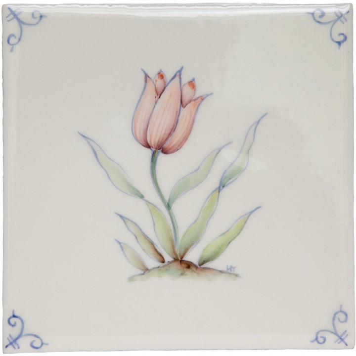 Polychrome Delft Flower 1 Square