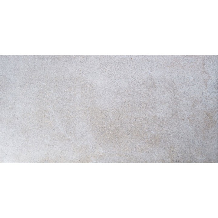 Cut out of a pale limestone effect small rectangle porcelain floor tile