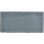 Cut out of a metro grey blue crackle glazed handmade wall tile perfect for kitchen and bathrooms