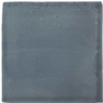 Cut out of a square dark grey blue crackle glazed handmade wall tile perfect for kitchen and bathrooms
