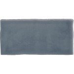 Cut out of a metro dark grey blue crackle glazed handmade wall tile perfect for kitchen and bathrooms