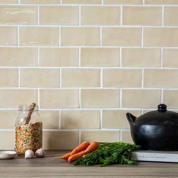 Seasons Blustery Day light yellow brick shaped metro wall tiles