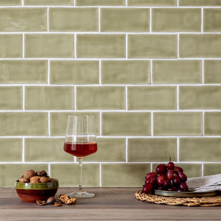 Seasons Midsummers Day green brick shaped wall tiles