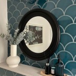 Blue Soho Soteal scallop fish scale handmade wall tiles in Sarah Smiths Cornwall bathroom