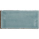 Cut out of a pale blue green medium brick metro tile with a crackle glaze finish