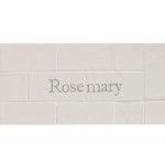 Cut out of two word metro tiles with the word 'Rosemary' hand painted on them