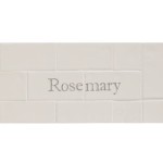 Cut out of two word metro tiles with the word 'Rosemary' hand painted on them