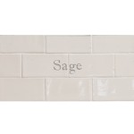 Cut out of two word metro tiles with the word 'Sage' hand painted on them