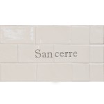 Cut out of two word metro tiles with the word 'Sancerre' hand painted on them