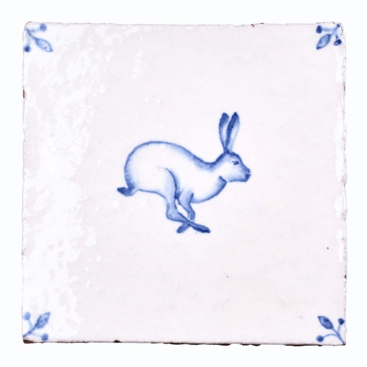 Wilding Hare with corner motif on Chalk White