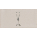 Cut out of metro tile with a champagne flute glass illustration in a charcoal style