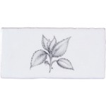 Cut out of a metro tile with a mint leaf illustration in a charcoal style