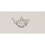 Cut out of metro tile with a teapot illustration in a charcoal style