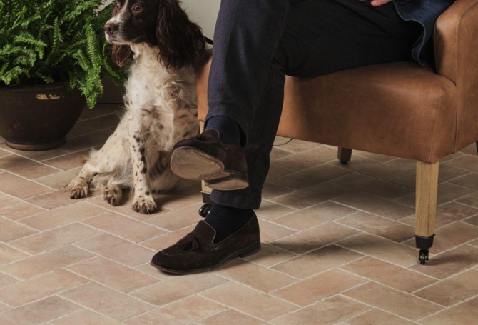 Dog friendly terracotta effect porcelain floor tiles