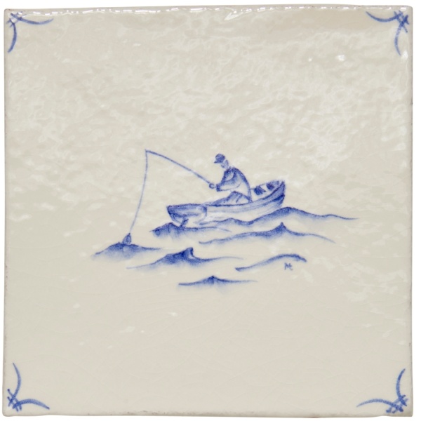 Cornish Delft Fisherman Antique White 11x11 rustic
