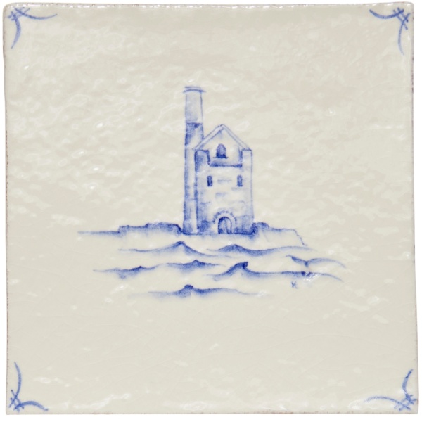 Cornish Delft Tin Mine Antique White 11x11 rustic